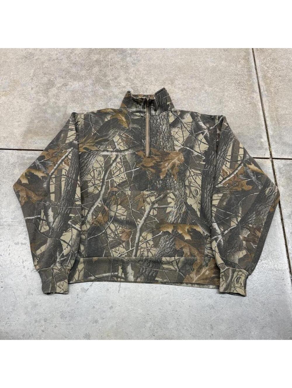 vintage aberty realtree camo quarter zip sweatshirt size medium
